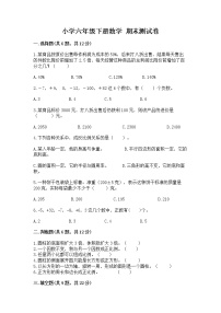 小学六年级下册数学 期末测试卷及一套答案