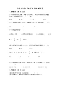 小学六年级下册数学 期末测试卷（预热题）word版