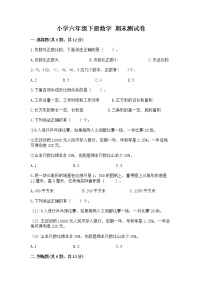 小学六年级下册数学 期末测试卷汇编