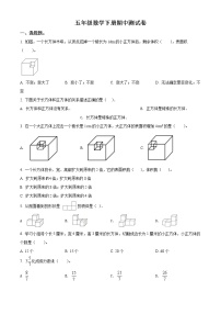 2021-2022学年人教版五年级下册期中模拟测试数学试卷（含解析）