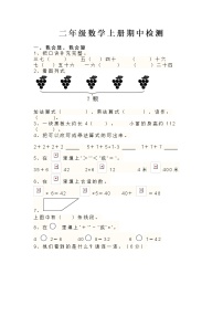 二年级数学上册期中检测无答案