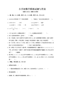 人教版数学小升初精品模拟试卷六（有答案）