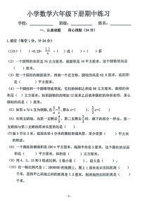 江苏省南京市江宁区秣陵中心小学2021-2022学年六年级下学期期中数学试卷