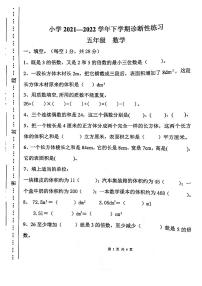 云南省玉溪市2021-2022学年五年级下学期期中诊断数学试题（无答案）