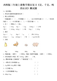 西师版三年级上册数学期末复习《克、千克、吨的认识》测试题