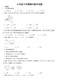 山东省泰安市肥城市2023年六年级下学期期中数学试题【含答案】