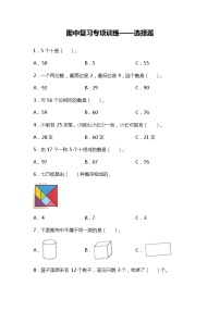 期中复习专项训练—选择题（试题）一年级下册数学北师大版