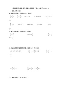 期中测试卷（1-6单元）（试题）六年级数学下册苏教版