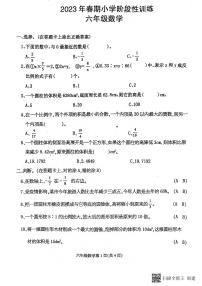 河南省南阳市镇平县2022-2023学年六年级下学期阶段性训练期中数学试卷