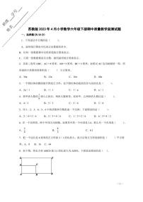 苏教版2023年4月小学数学六年级下册期中质量教学监测试题-含答案