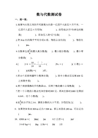 数学苏教版六年级下数与代数测试题