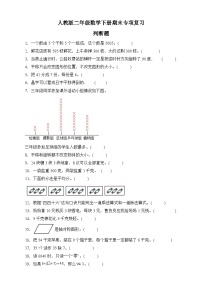 人教版二年级数学下册期末专项复习：判断题（有答案）