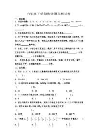 人教版六年级下学期数学期末模拟测试卷（二）（附答案）