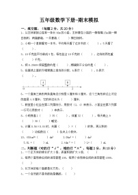 最新人教版五年级下册数学期末综合模拟试题（九）附答案