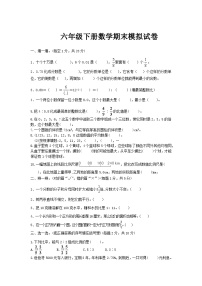 人教版六年级下册数学期末模拟试卷（10）