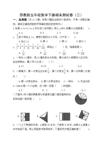 苏教版2022-2023五年级数学下册期末测试卷(二)及答案