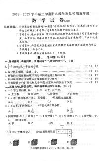 河北省石家庄市正定县2022-2023学年五年级下学期期末考试数学试题