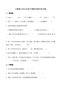 人教版小学五年级下册数学期中 练习题