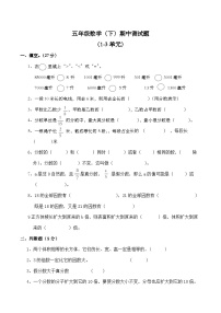 期中测试题（试题）五年级下册数学-西师大版