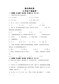 期末测试卷（试题）-六年级下册数学西师大版