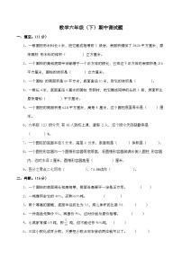 西师大版数学六年级下册期中测试题