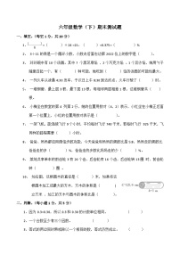 期末测试题（试题）六年级下册数学-西师大版