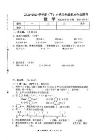 广西壮族自治区柳州市三江县2022-2023学年三年级下学期期末作业练习数学试卷