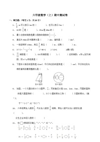 期中测试卷（试题）西师大版六年级上册数学+