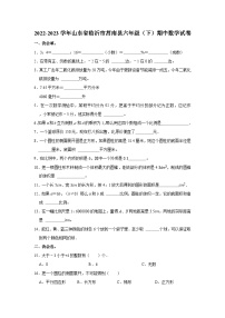 2022-2023学年山东省临沂市莒南县六年级下学期期中数学试卷（含解析）