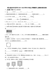 浙江省台州市玉环市2021-2022学年六年级上学期数学上册期末测试试卷