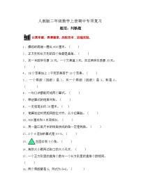 人教版二年级数学上册【题型专项】人教版二年级数学上册专项练习-判断题3（有答案）