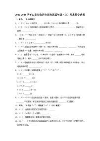 2022-2023学年山东省临沂市莒南县五年级上学期期末数学试卷（含答案解析）