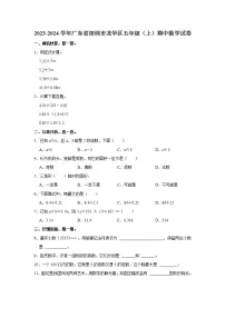 广东省深圳市龙华区2023-2024学年五年级上学期期中数学试卷