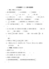 西师大版数学六年级上册期中检测卷（试题）