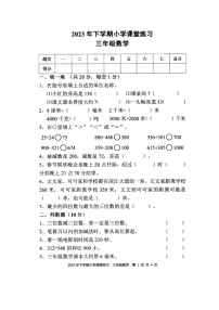 湖南省娄底市涟源市2023-2024学年三年级上学期11月期中数学试题