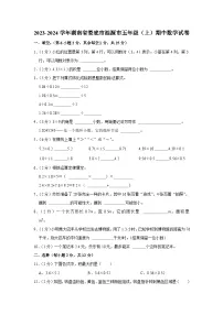 湖南省娄底市涟源市2023-2024学年五年级上学期期中数学试卷