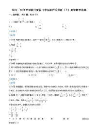 2021-2022学年浙江省温州市乐清市人教版六年级上册期中测试数学试卷（解析版）