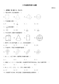 山东省泰安市岱岳区2023-2024学年六年级上册期中数学试题（含解析）