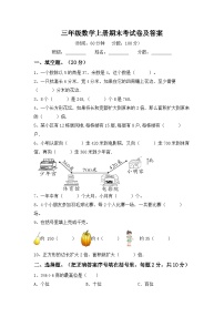 期末考试卷（试题）-三年级上册数学人教版