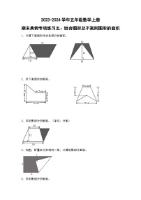 人教版2023-2024学年五年级数学上册期末典例专项练习五：组合图形及不规则图形的面积（原卷版）+（解析答案）