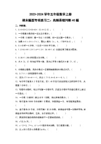 人教版2023-2024学年五年级数学上册期末题型专项练习二：高频易错判断40题（原卷版）+（解析答案）