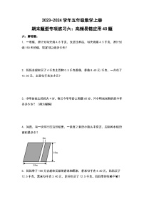 人教版2023-2024学年五年级数学上册期末题型专项练习六：高频易错应用40题（原卷版）+（解析答案）