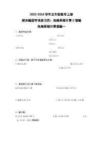 人教版2023-2024学年五年级数学上册期末题型专项练习四：高频易错计算5套题（原卷版）+（解析答案）