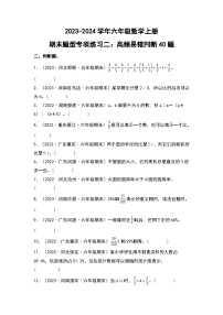 人教版2023-2024学年六年级数学上册期末题型专项练习二：高频易错判断40题（原卷版+答案解析）