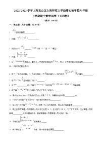 2022~2023学年上海市宝山区上海师范大学经纬实验学校六年级下学期期中数学试题（五四制）