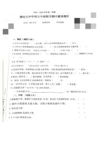 山东省潍坊市潍城区潍坊文华学校2023-2024学年五年级上学期数学期中考试素养测评卷