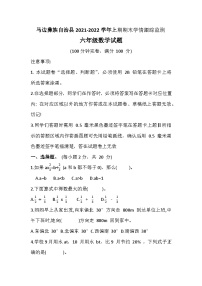 四川省乐山市马边彝族自治县2021-2022学年六年级上学期期末学情跟踪监测数学试题