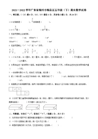 2021-2022学年广东省梅州市梅县区人教版五年级下册期末测试数学试卷