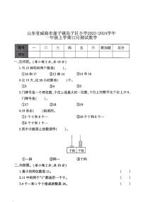 山东省威海市崖子镇岛子区小学2023-2024学年一年级上学期12月测试数学