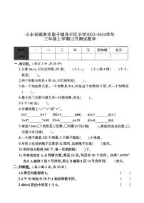 山东省威海市崖子镇岛子区小学2023-2024学年三年级上学期12月测试数学(1)